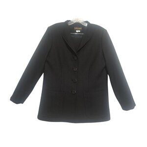 VTG Gallant New York 2PC Wool Skirt Suit Womens 10 Black Blazer & Pencil Skirt